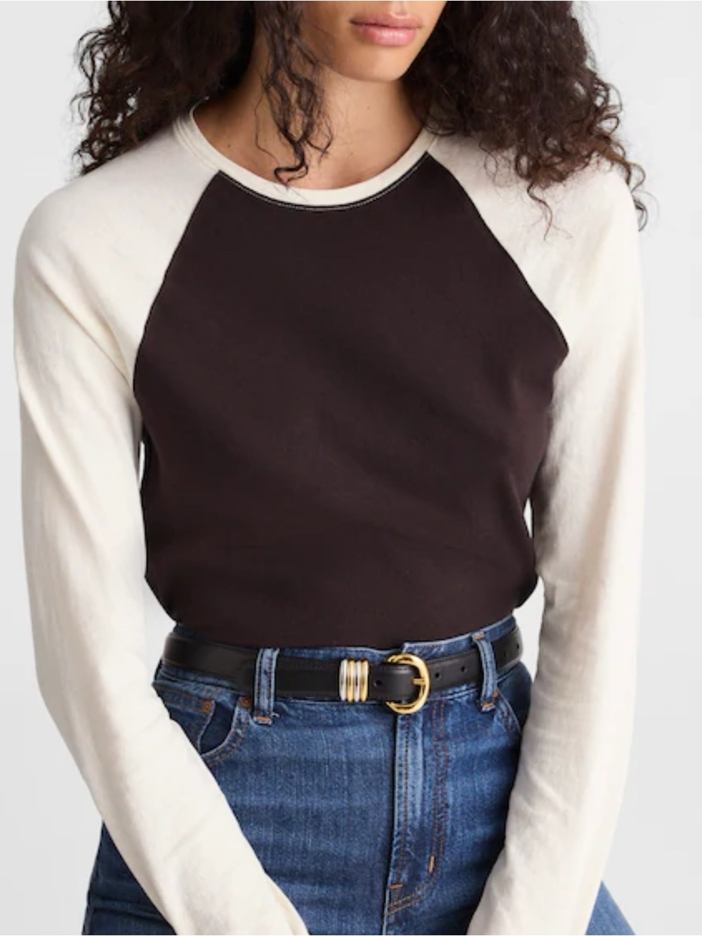 Madewell Baseball Long-Sleeve Tee Vintage Jersey Colorblock Top Women’s XS Shirt
